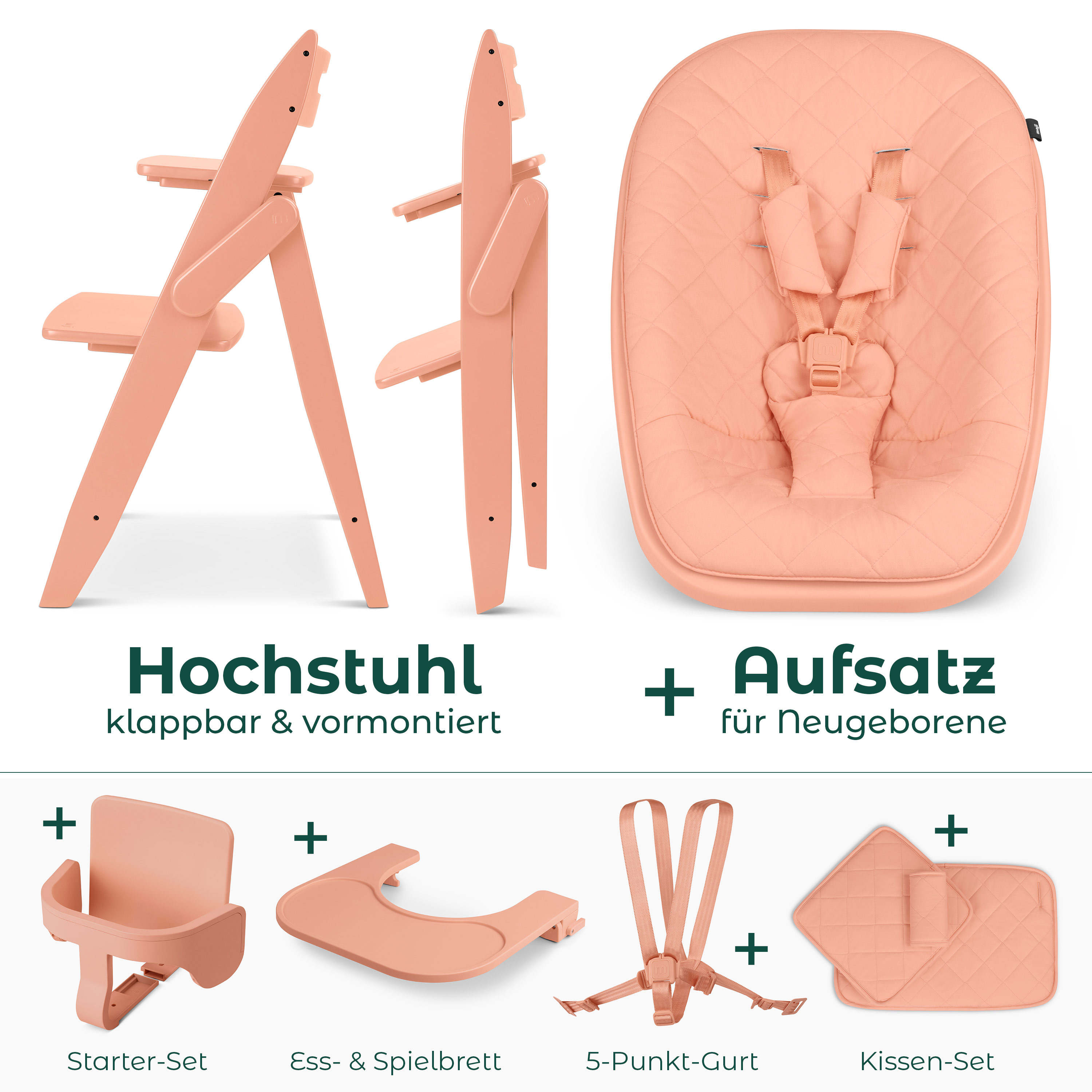 Hochstuhl Yippy All in One Set Plain - Salmon