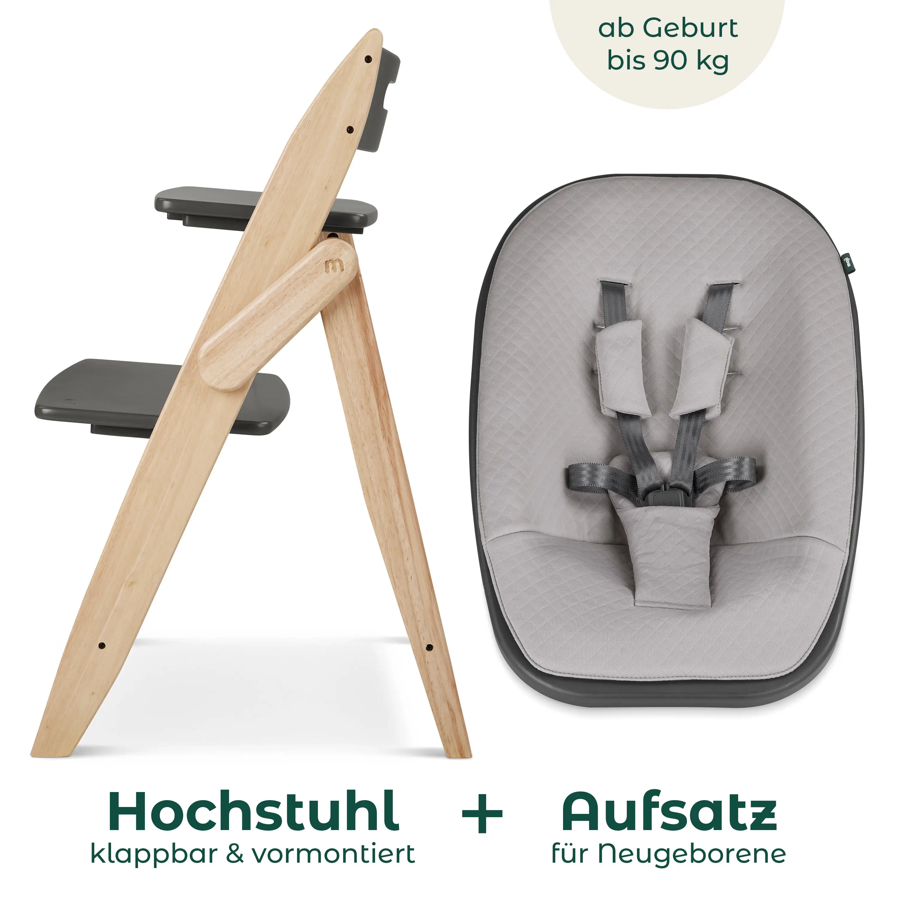 Hochstuhl Yippy 2in1 Newborn Set Tune - Stone Birch