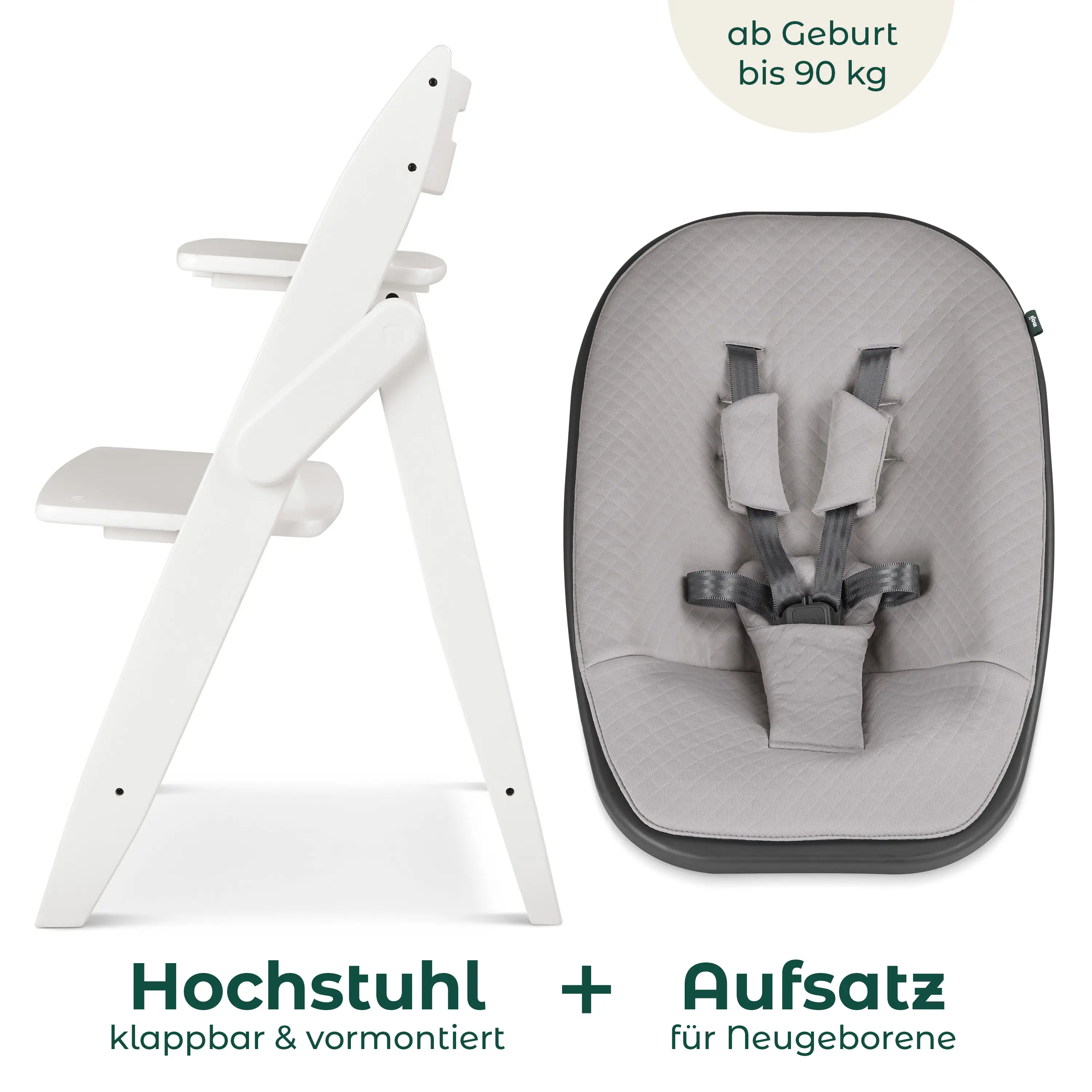 Hochstuhl Yippy 2in1 Newborn Set Plain - Snow Birch