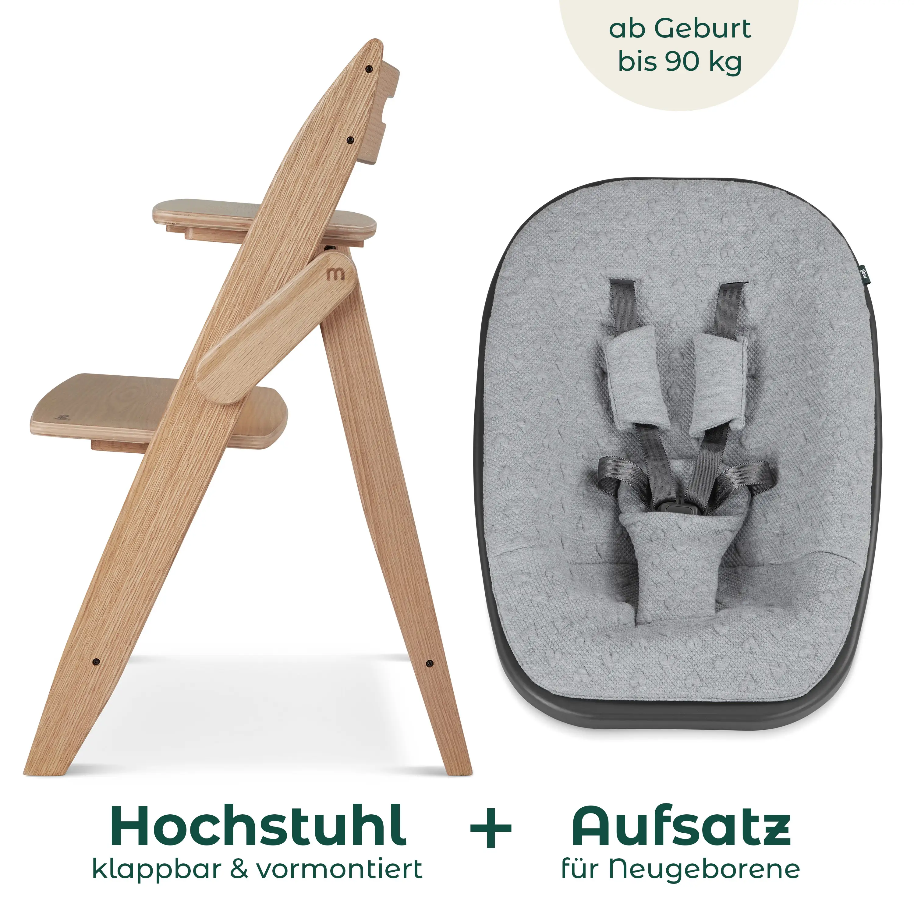 Hochstuhl Yippy 2in1 Newborn Set Trunk - Oak Heart