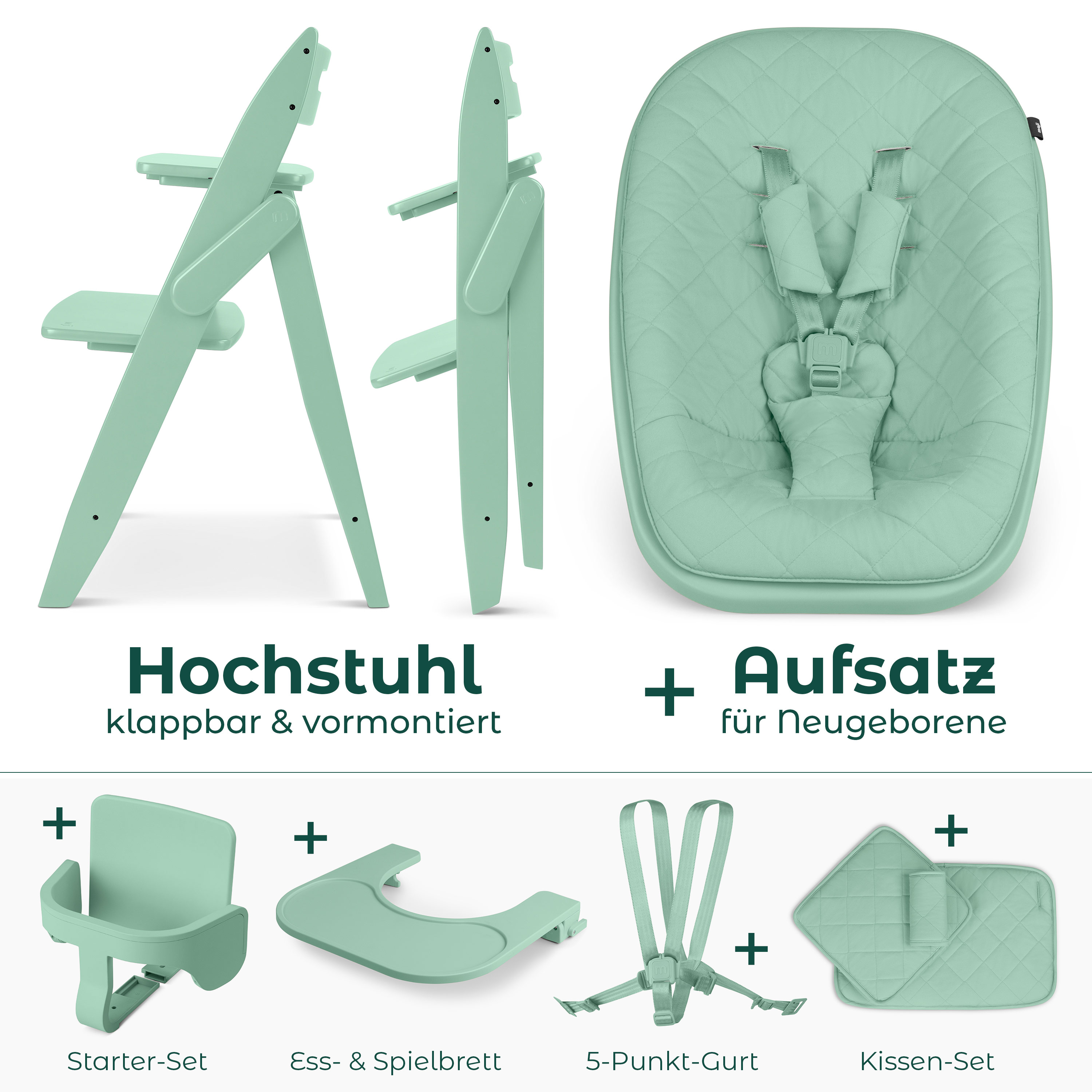 Hochstuhl Yippy All in One Set Plain - Mint