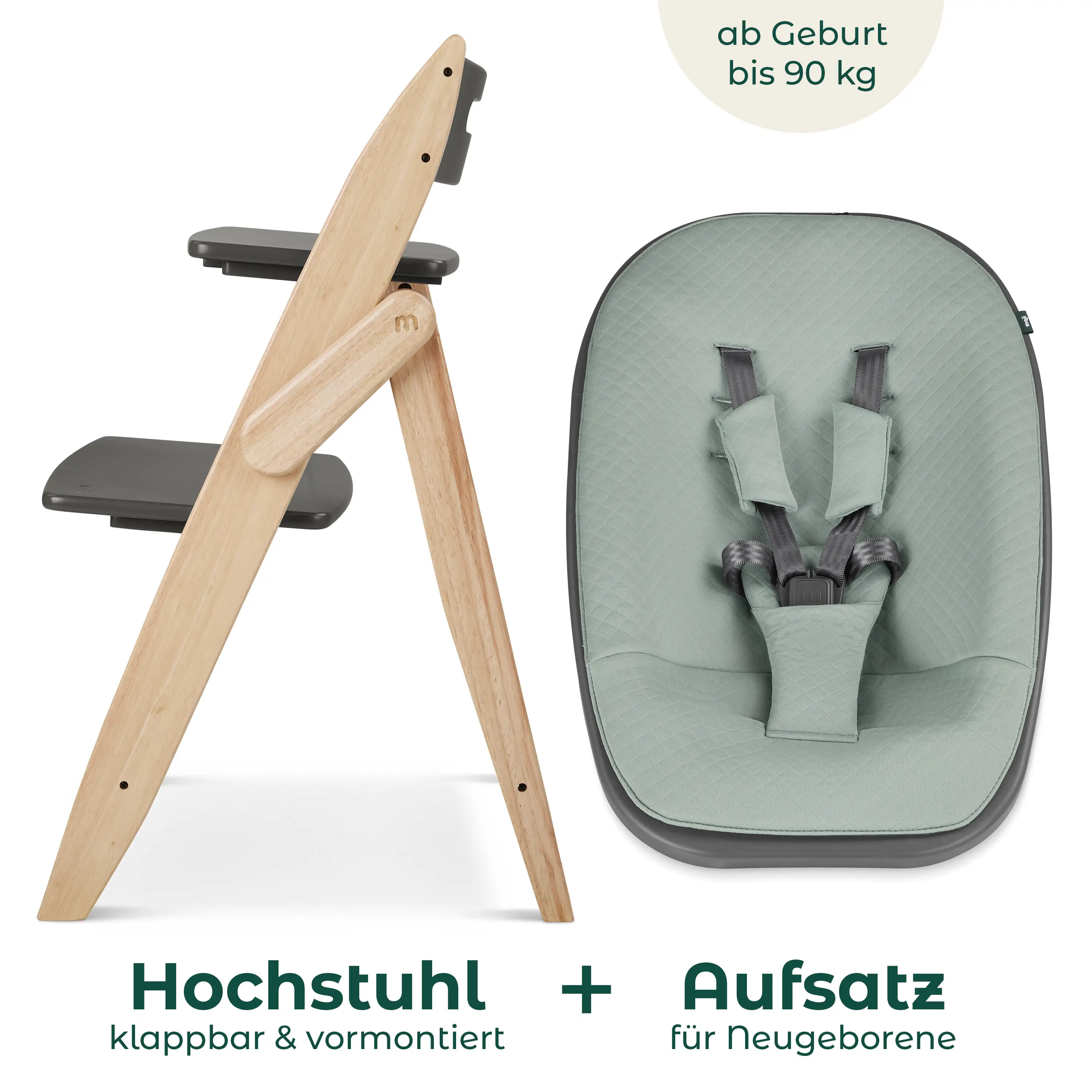 Hochstuhl Yippy 2in1 Newborn Set Tune - Stone Mint