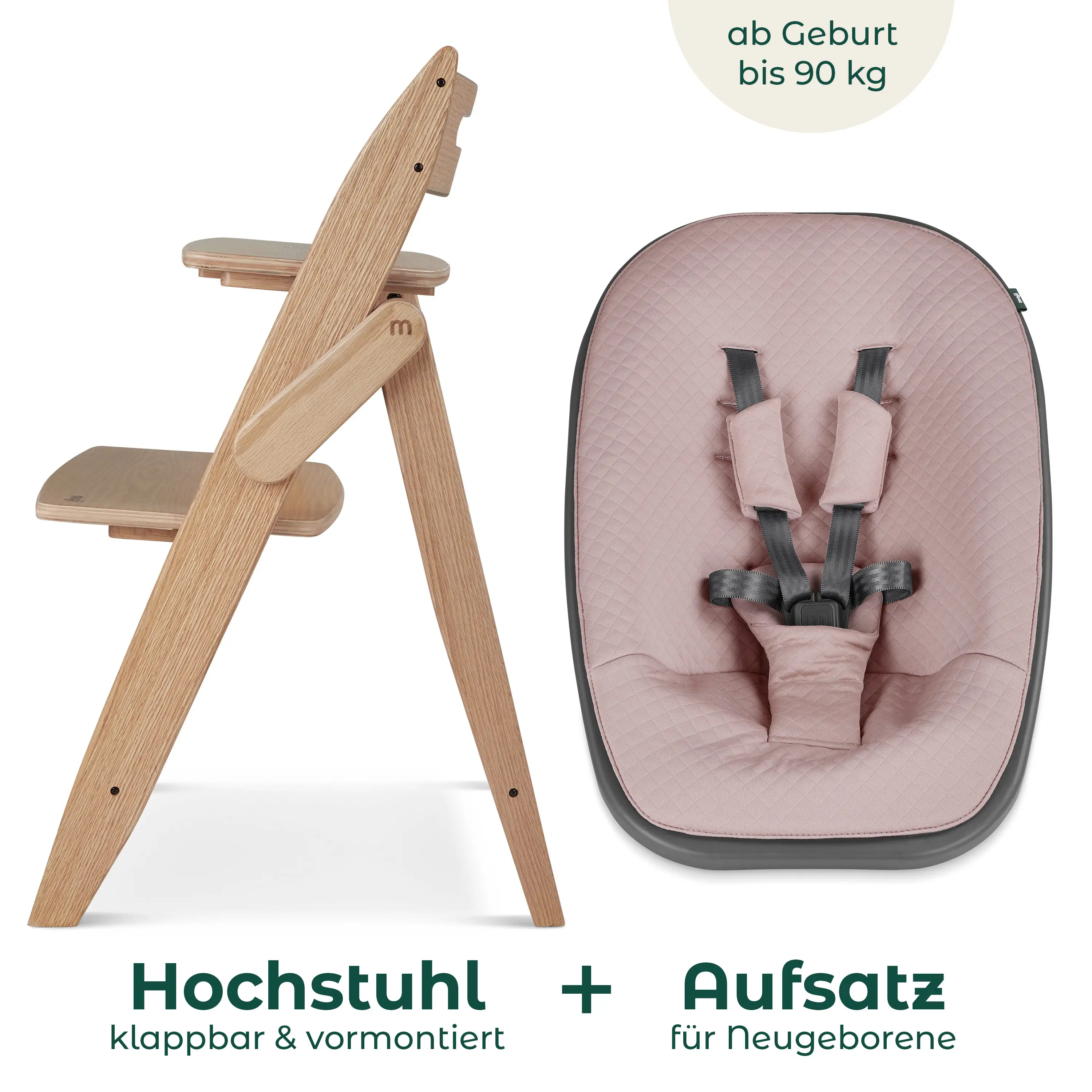 Hochstuhl Yippy 2in1 Newborn Set Trunk - Oak Rose Gold