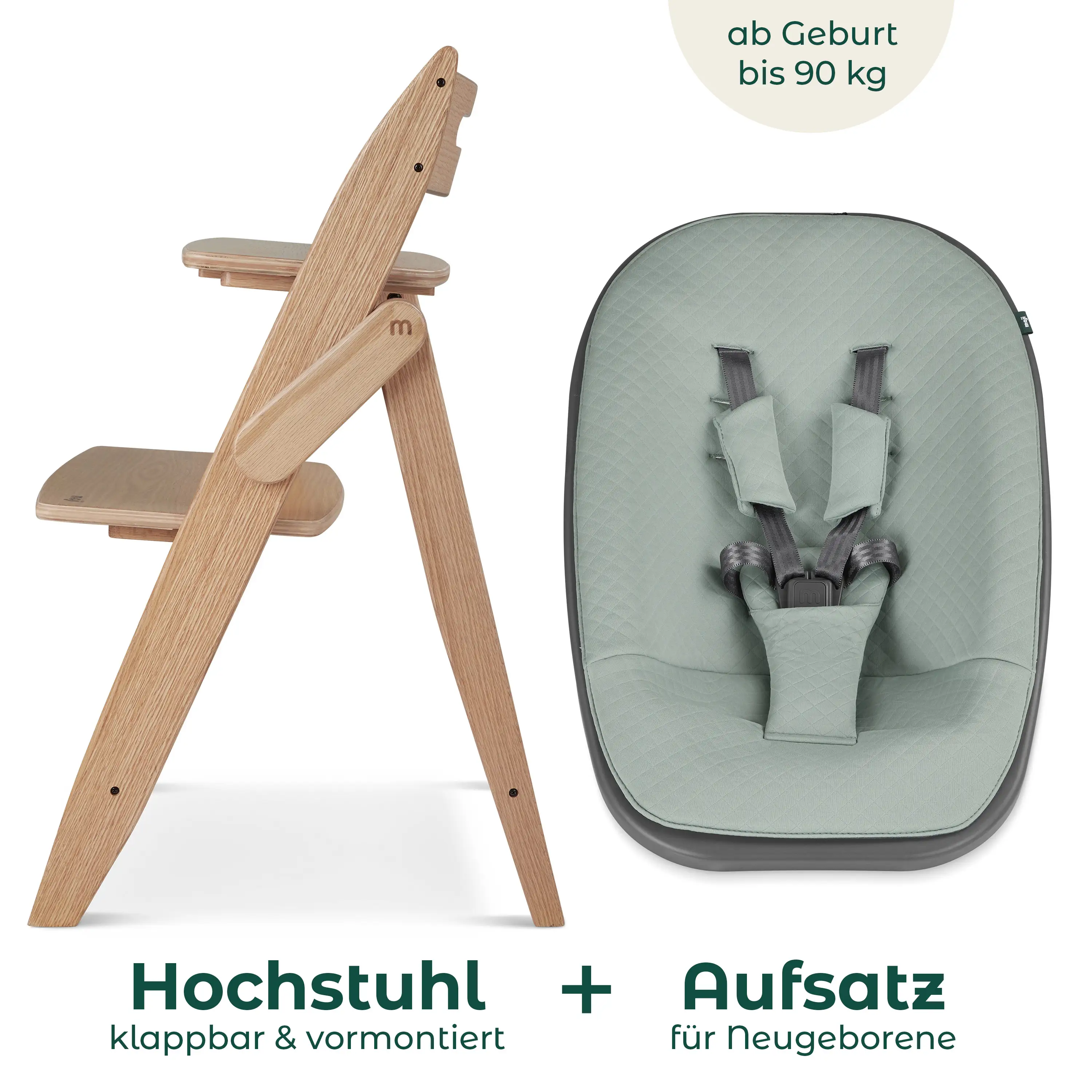 Hochstuhl Yippy 2in1 Newborn Set Trunk - Oak Mint